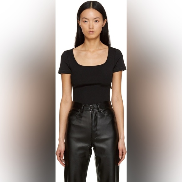 Anine Bing Janelle Black Scoop Neck Women's Bodysuit Large - Picture 1 of 7